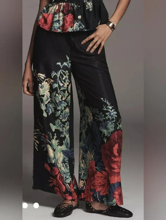 Anthropologie Wide Leg Silky Pants - Picture 2 of 7